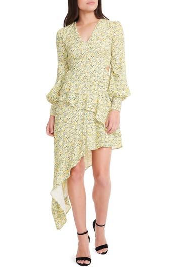 Women's Afrm Mabel Cutout Asymmetrical Dress - Yellow