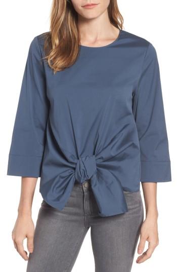 Women's Halogen Tie Front Blouse - Blue