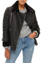 Women's Topshop Lola Biker Jacket Us (fits Like 2-4) - Black