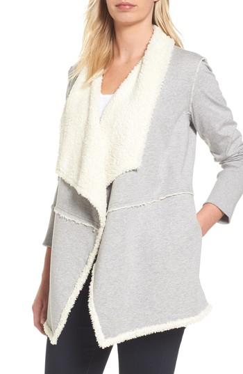 Women's Caslon Faux Fur Lined Knit Jacket - Grey