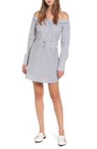 Women's Socialite Portrait Neck Stripe Poplin Shirtdress