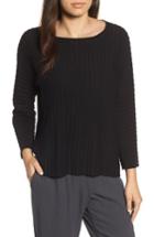 Women's Eileen Fisher Ribbed Bateau Neck Sweater, Size - Black