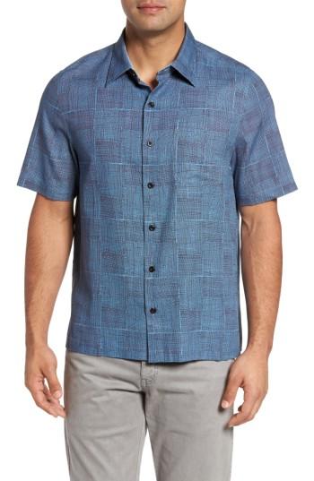 Men's Nat Nast Alta Classic Fit Silk Blend Camp Shirt - Blue