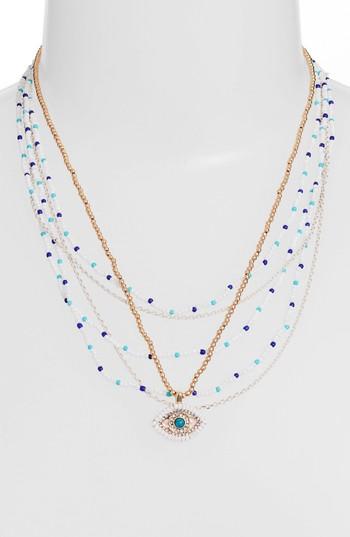 Women's Rebecca Minkoff Layered Beads Evil Eye Necklace
