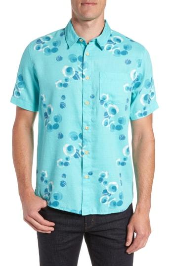 Men's Quiksilver Waterman Collection Plumes Dune Fit Sport Shirt, Size Small - Blue