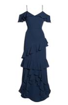 Women's Wayf Danielle Off The Shoulder Tiered Crepe Dress, Size - Blue