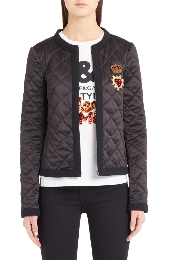 Women's Dolce & Gabbana Sacred Heart Quilted Jacket Us / 42 It - Black