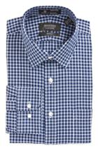 Men's Nordstrom Men's Shop Smartcare(tm) Trim Fit Check Dress Shirt 34/35 - Blue