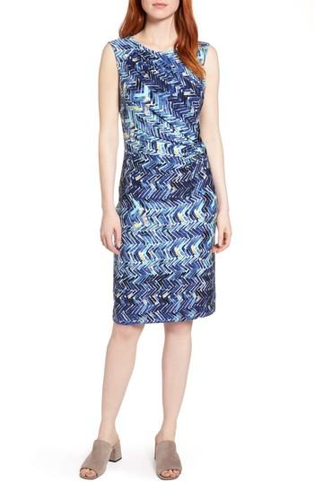 Women's Nic+zoe Seaside Tile Ruched Sheath Dress - Blue