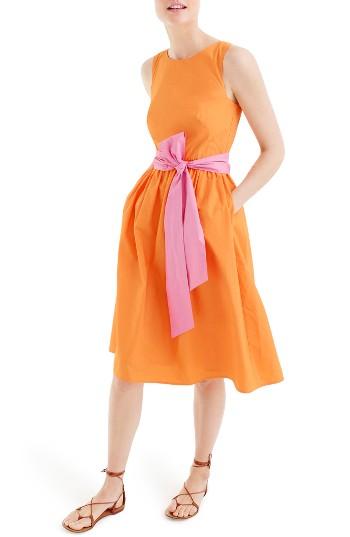Women's J.crew Sash Tie A-line Dress - Orange