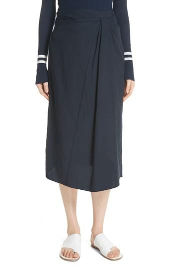 Women's Vince Twist Detail Cotton Skirt - Blue