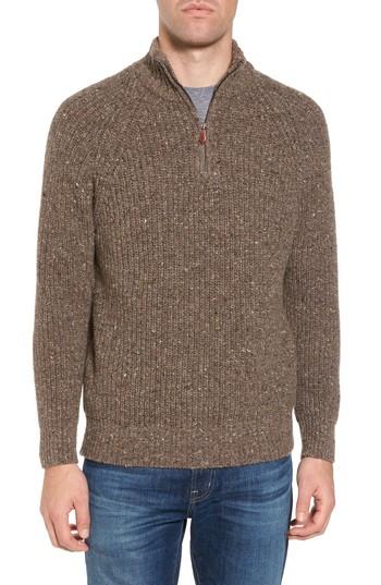 Men's Inis Meain Quarter Zip Wool & Cashmere Sweater - Beige