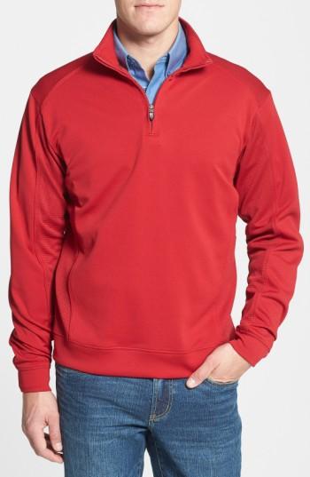 Men's Cutter & Buck 'drytec Edge' Half Zip Mesh Pullover - Red