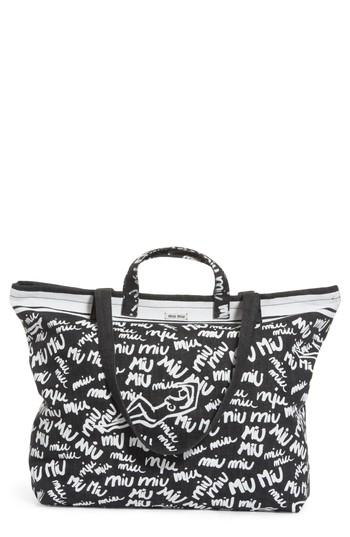 Miu Miu Logo Print Denim Tote - Blue