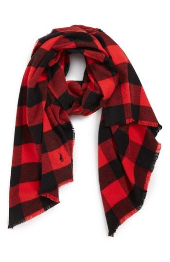 Men's Polo Ralph Lauren Buffalo Check Scarf, Size - Red
