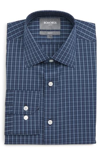 Men's Bonobos Kerry Slim Fit Stretch Check Dress Shirt .5 32 - Blue