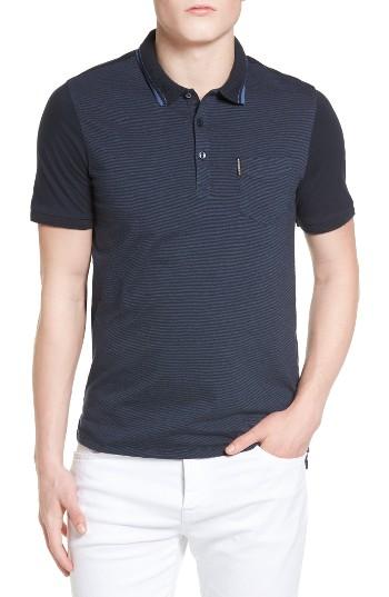 Men's Ben Sherman Textured Tip Jersey Polo, Size - Blue