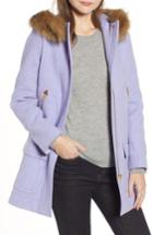 Women's J.crew Chateau Stadium Cloth Parka With Faux Fur Trim - Purple