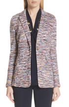 Women's St. John Collection Vertical Fringe Multi Tweed Knit Jacket