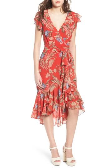 Women's Wayf Clara Ruffle Wrap Dress - Red