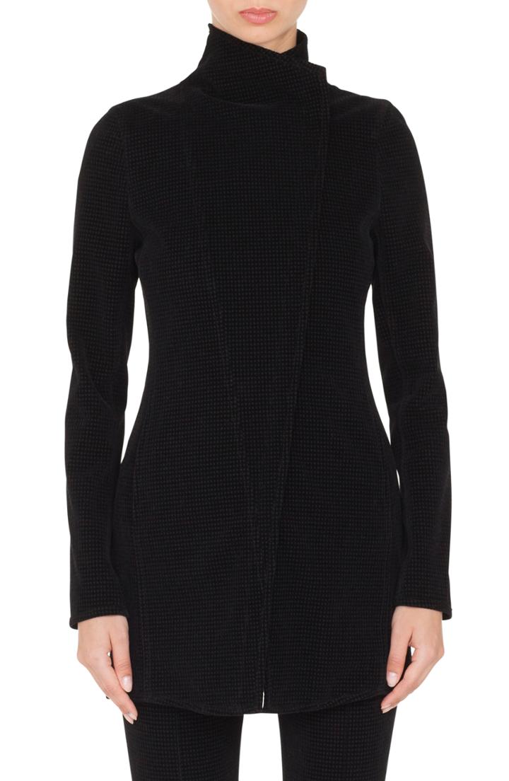 Women's Akris Punto Velvet Houndstooth Biker Jacket