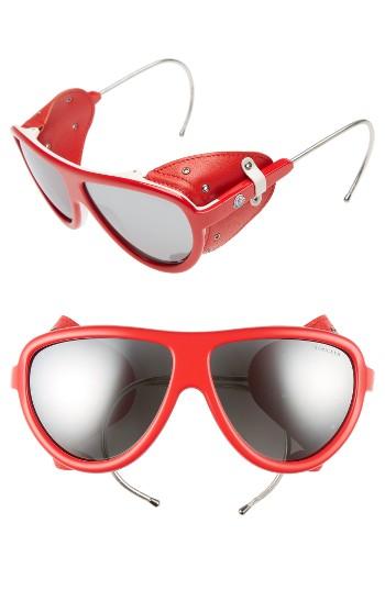 Women's Moncler 57mm Mirrored Shield Sunglasses - Red Gunmetal/ Smoke Mirror