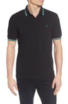Men's Fred Perry Extra Trim Fit Twin Tipped Pique Polo - Black