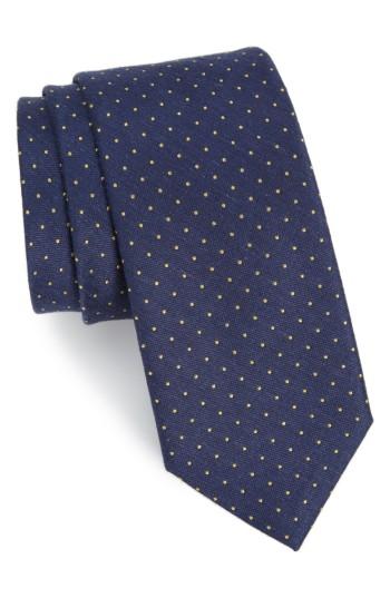 Men's The Tie Bar Rivington Dots Silk & Linen Tie, Size - Blue