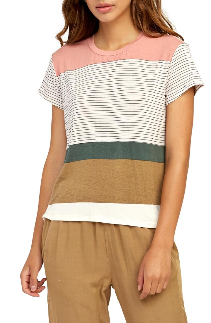 Women's Rvca Recess Stripe Tee - Beige