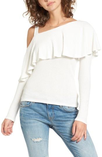 Women's Soprano Asymmetrical Ruffle Top - Ivory
