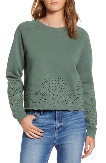 Women's Rebecca Minkoff Morgan Scalloped Eyelet Sweatshirt - Green