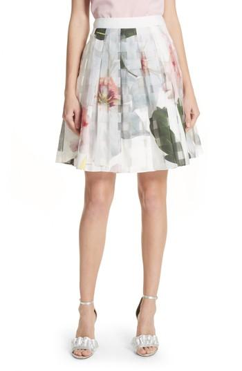 Women's Ted Baker London Burnout Chatsworth Pleated Skirt - Ivory