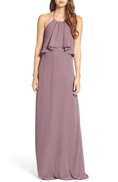 Women's Nouvelle Amsale 'cait' Chiffon Halter Gown, Size - Purple