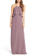Women's Nouvelle Amsale 'cait' Chiffon Halter Gown, Size - Purple