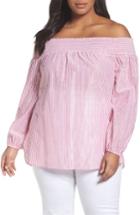 Women's Michael Michael Kors Off The Shoulder Shimmer Stripe Top
