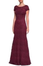 Women's La Femme Sequin Lace Trumpet Gown - Red