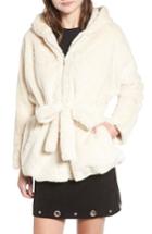 Women's Moon River Faux Fur Hooded Jacket - Ivory