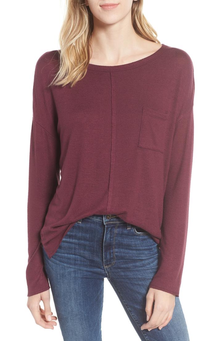Women's Caslon Cozy Pocket Top - Burgundy