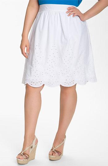 Sejour Eyelet Skirt (Plus) White 22W