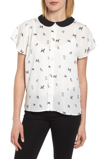 Women's Cece Printed Peter Pan Collar Blouse - Ivory