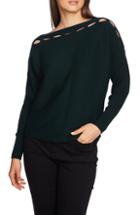Women's 1.state Boat Neck Slit Yoke Sweater, Size - Green