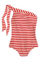 Women's J.crew One-shoulder Stripe One-piece Swimsuit - Red