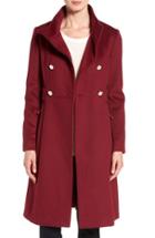 Women's Eliza J Wool Blend Long Military Coat - Red