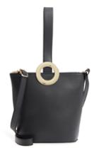Yoki Bags Structured Faux Leather Bucket Bag - Black