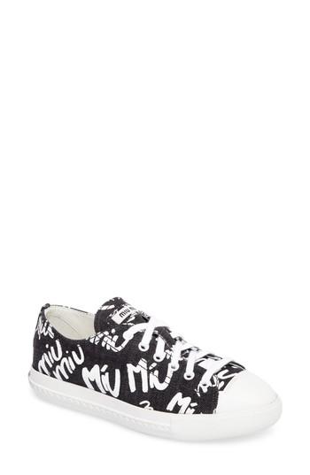 Women's Miu Miu Logo Low Top Sneaker Us / 34eu - Black