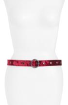 Women's Halogen Grommet Velvet Skinny Belt - Burgundy Stem