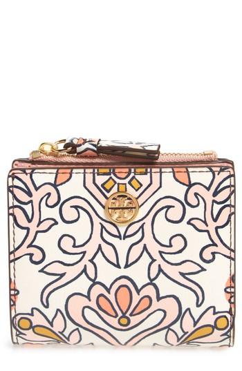 Women's Tory Burch Hicks Garden Print Mini Bifold Wallet - Pink