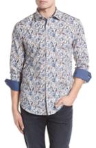 Men's Bugatchi Shaped Fit Floral Sport Shirt, Size - White