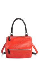 Givenchy Small Pandora Perforated Logo Leather Satchel - Red