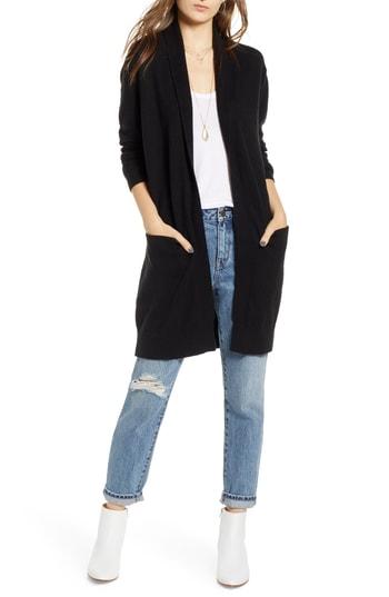 Women's Treasure & Bond Rib Knit Detail Cardigan, Size - Black